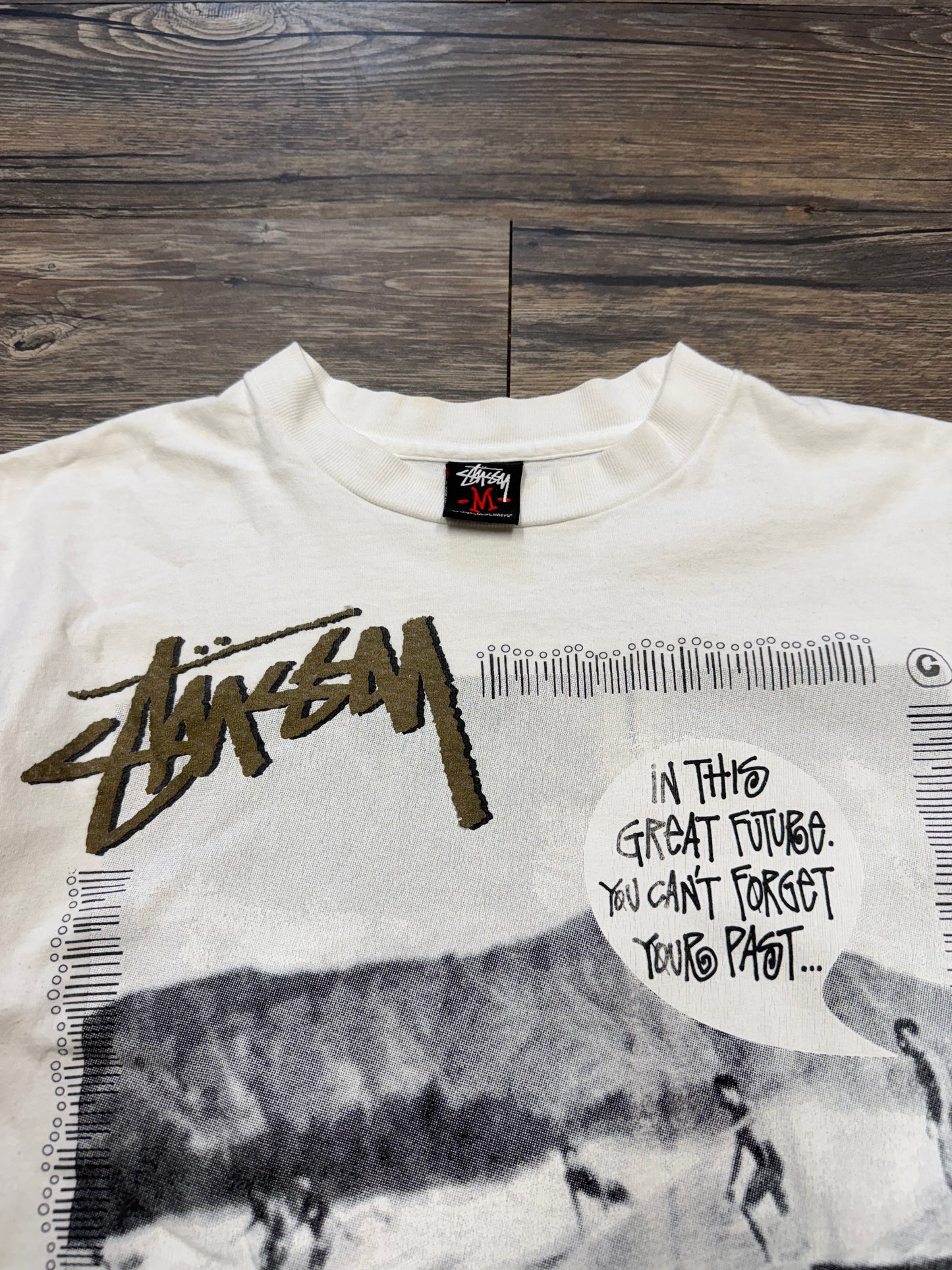 STUSSY VINTAGE WHITE SURF T-SHIRT (M)