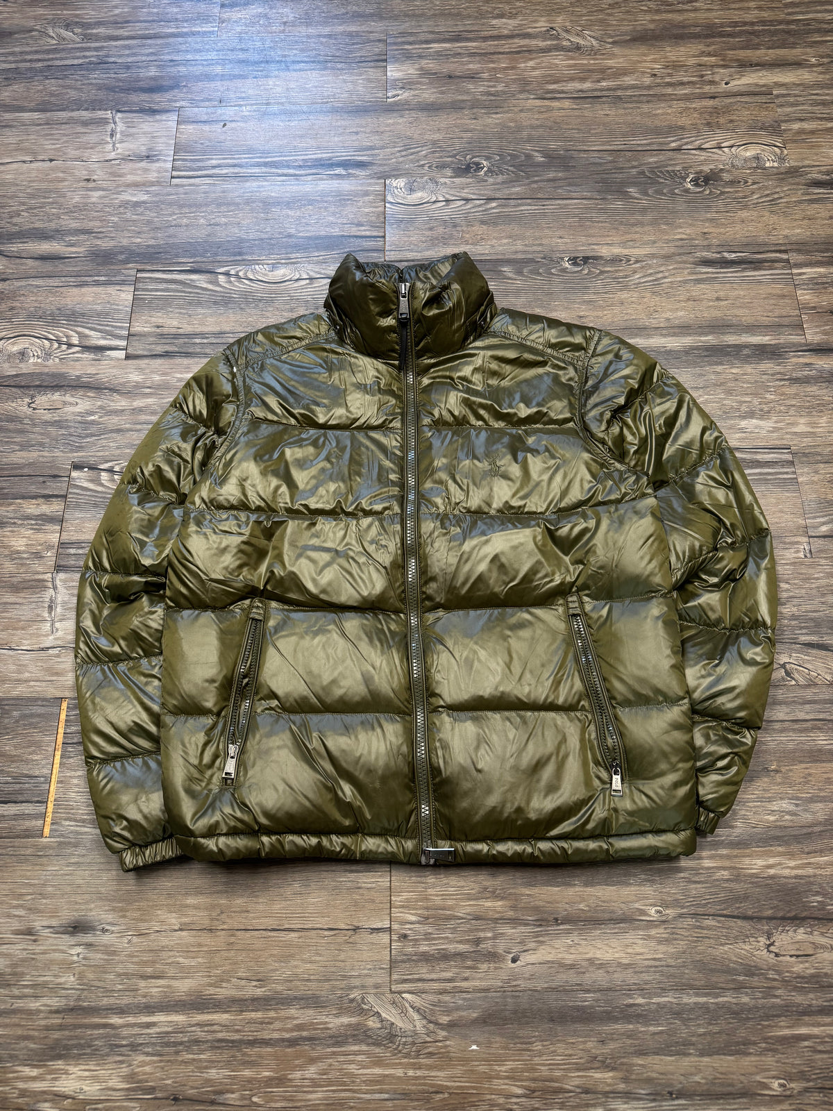 POLO RALPH LAUREN MILITARY GREEN PUFFER JACKET (M)