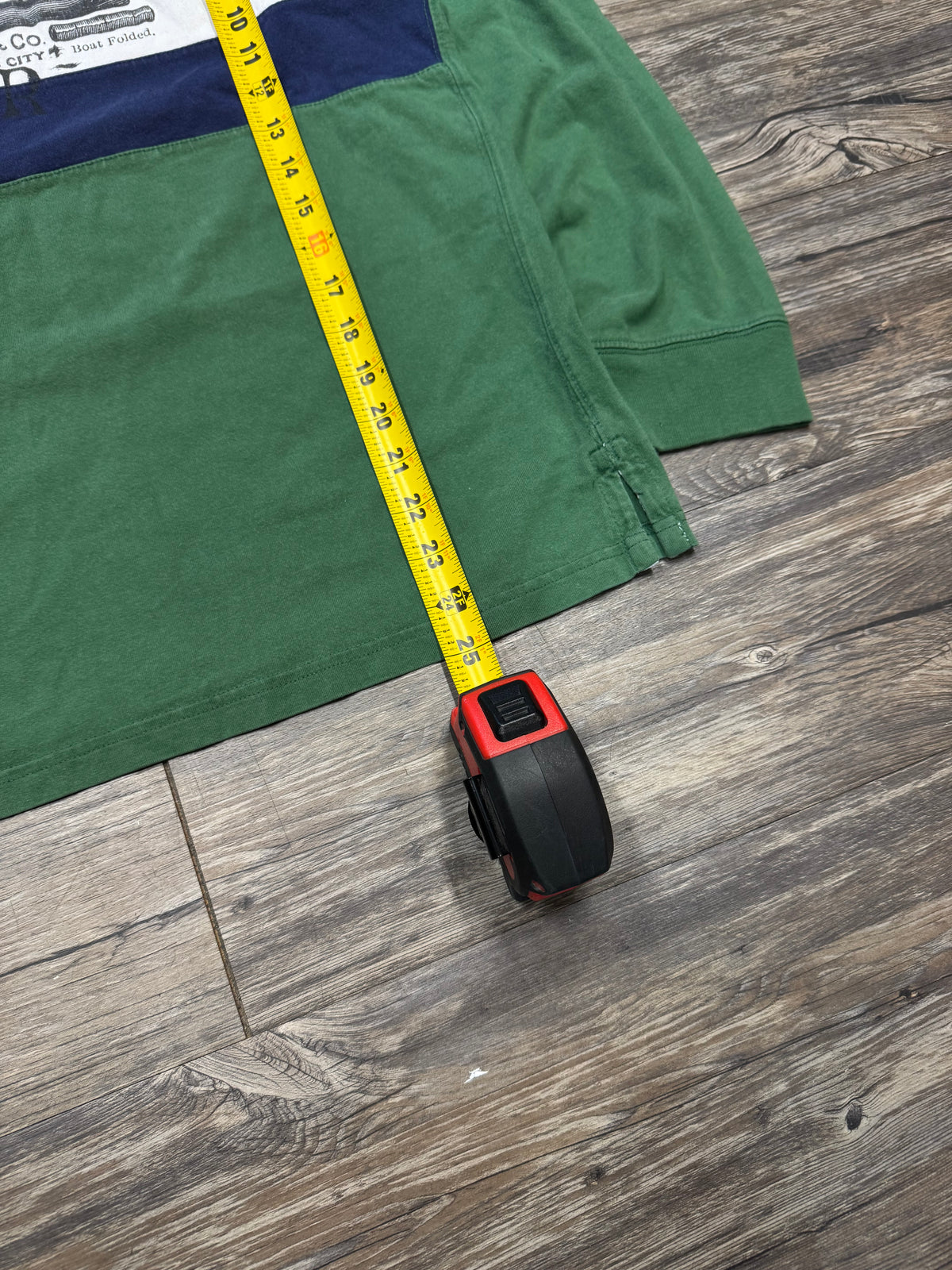 POLO RALPH LAUREN NYC STRIPED FOREST GREEN RUGBY SHIRT (S)