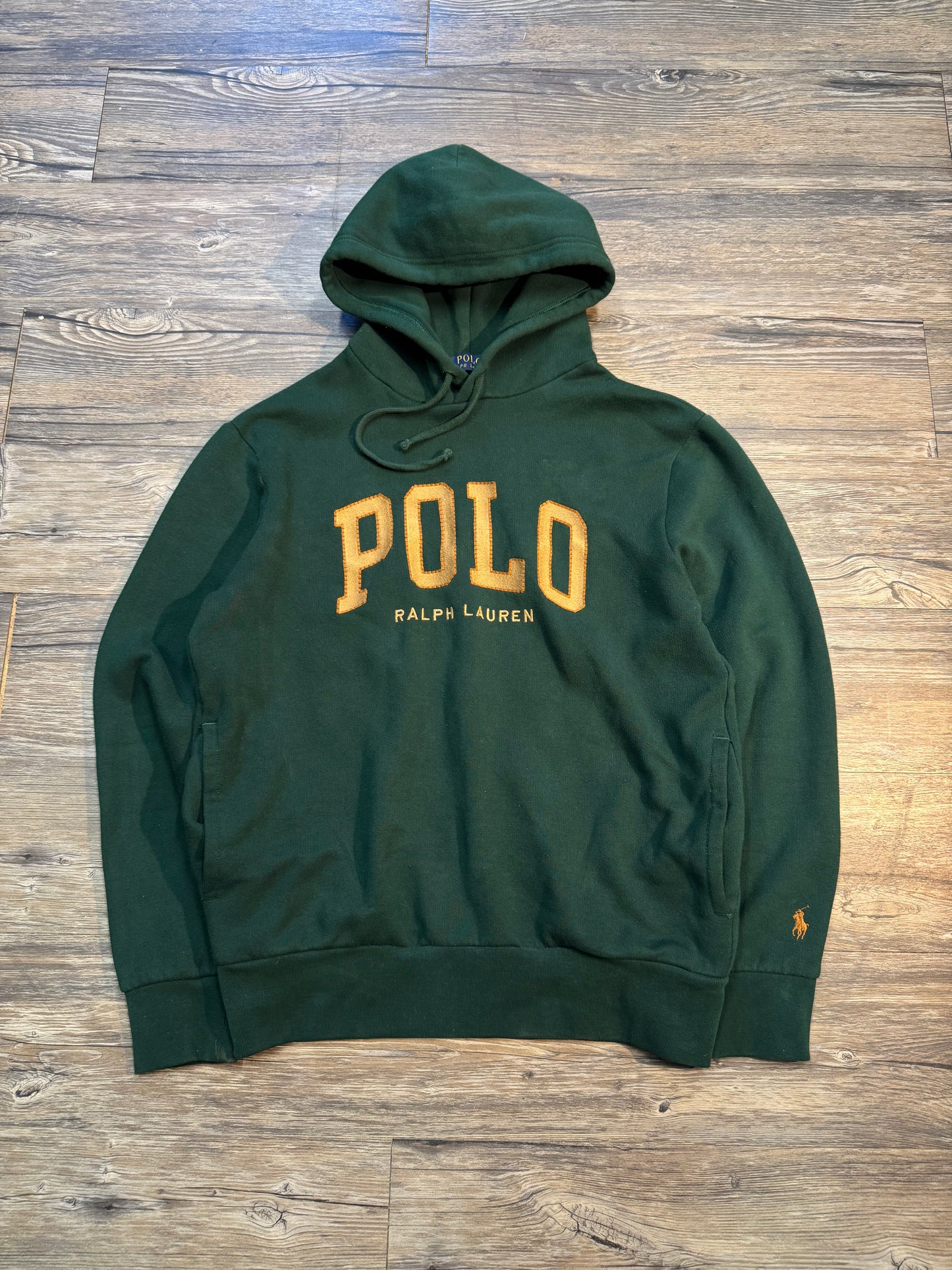 POLO RALPH LAUREN GREEN SPELLOUT HOODIE (S)