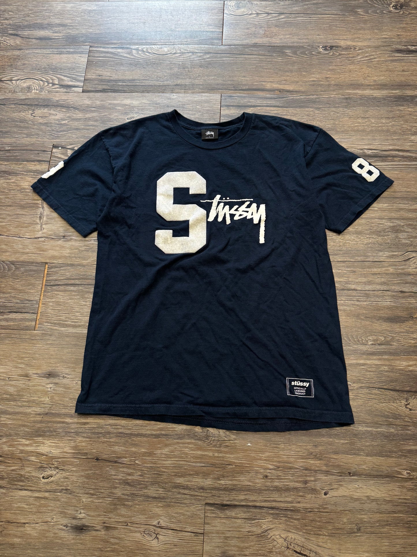 STUSSY BIG S VELOUR LOGO T- SHIRT (L)