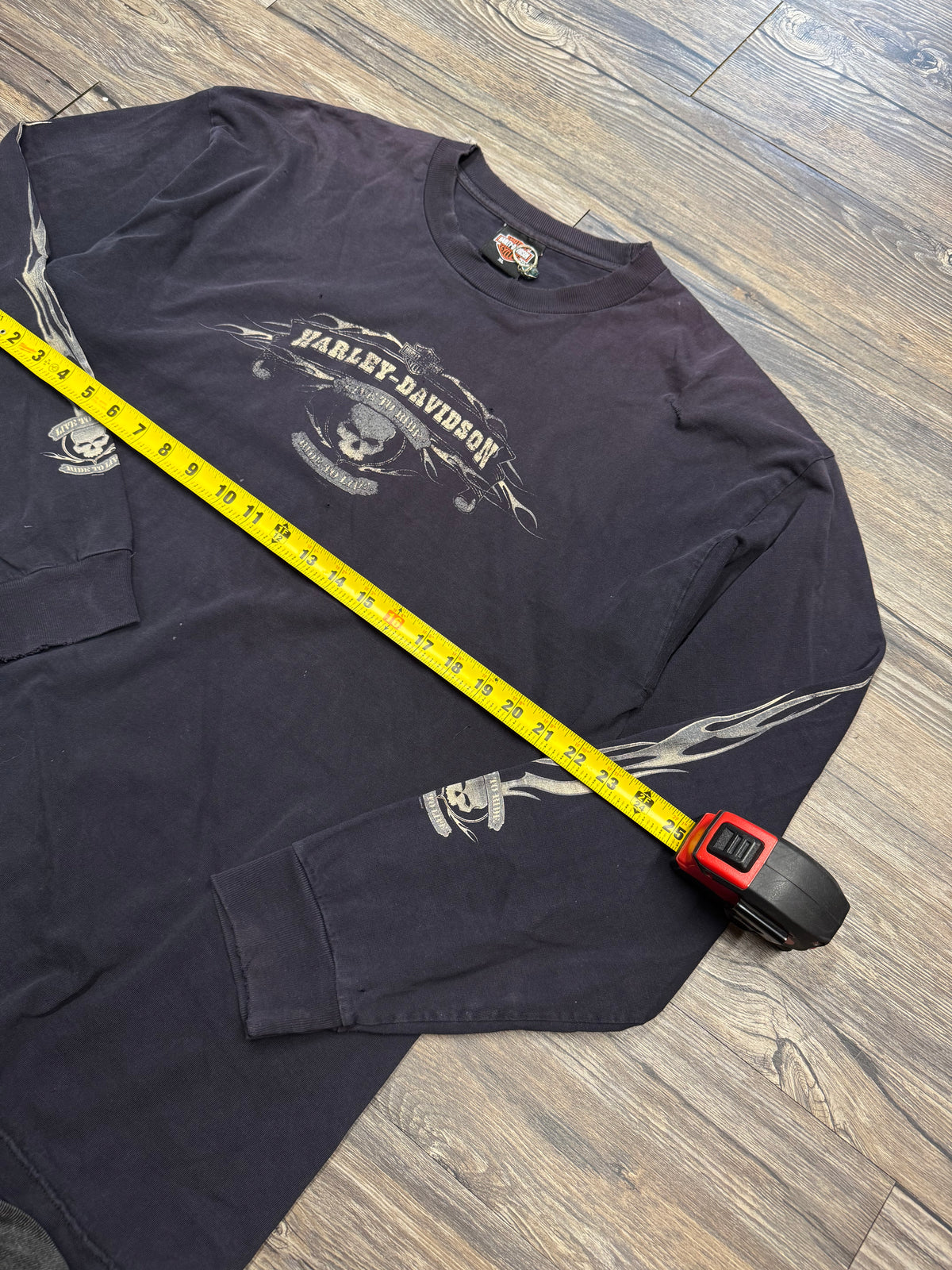 HARLEY DAVIDSON VINTAGE FADED FLAME SKULL LONGSLEEVE SHIRT (XL)