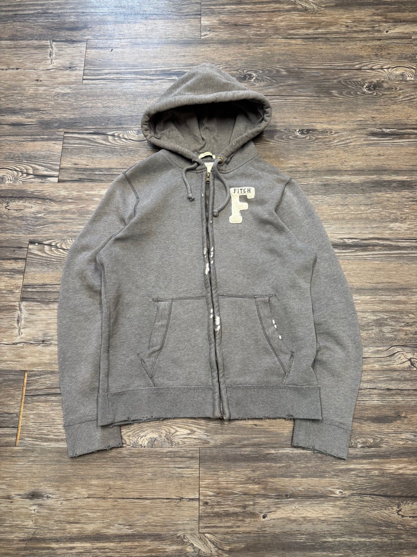 ABERCROMBIE & FITCH ‘BIG F’ EMBROIDERED ZIP UP HOODIE (S)