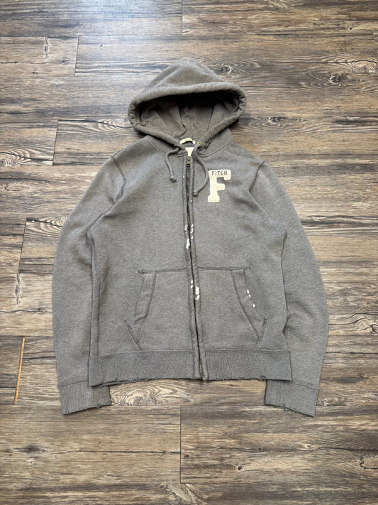 ABERCROMBIE & FITCH ‘BIG F’ EMBROIDERED ZIP UP HOODIE (S)