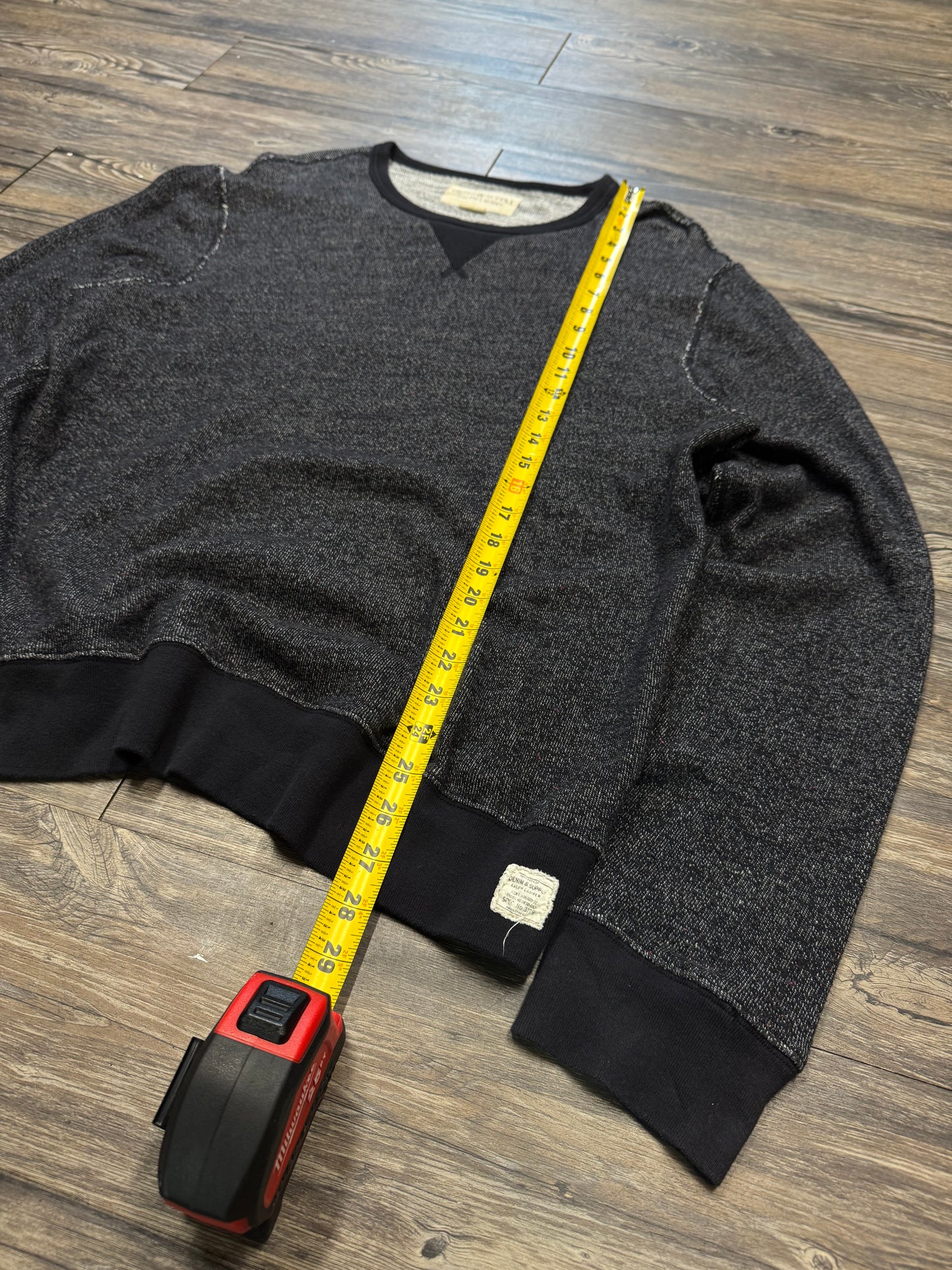 RALPH LAUREN DENIM & SUPPLY CHARCOAL GRAY LIGHTWEIGHT CREWNECK (L)