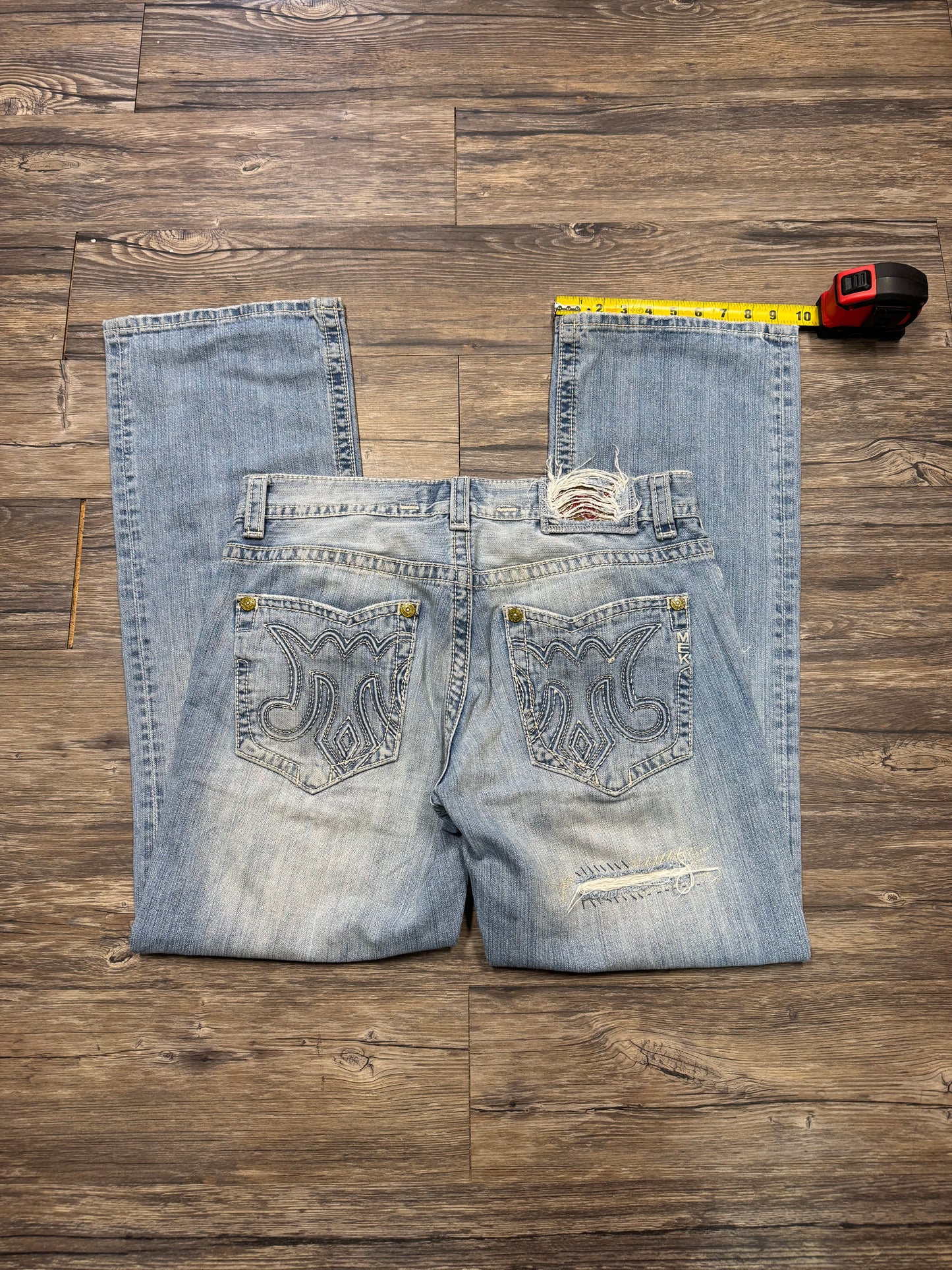 Y2K MEK DENIM EMBROIDERED JEANS (34)