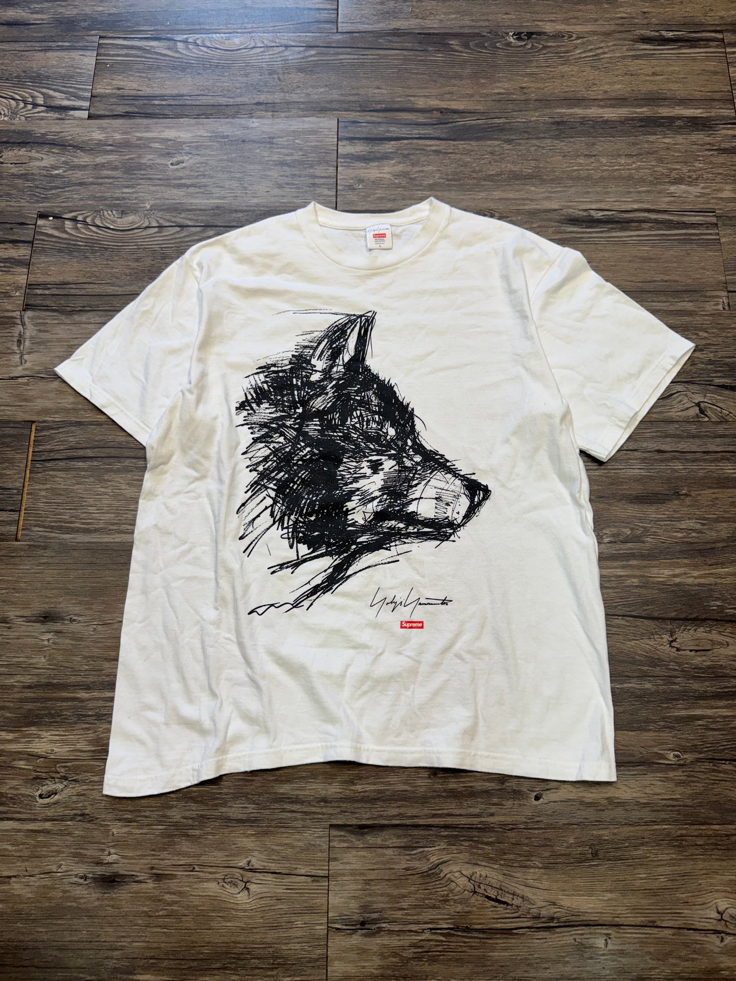 SUPREME X YOHJI YAMAMOTO FW20 SCRIBBLE WOLF TEE (L)