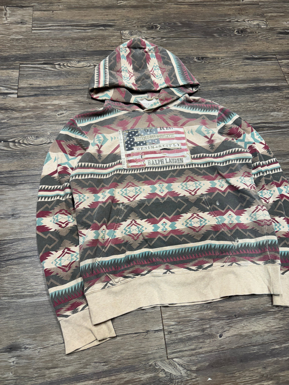POLO RALPH LAUREN DENIM & SUPPLY AZTEC HOODIE (L)