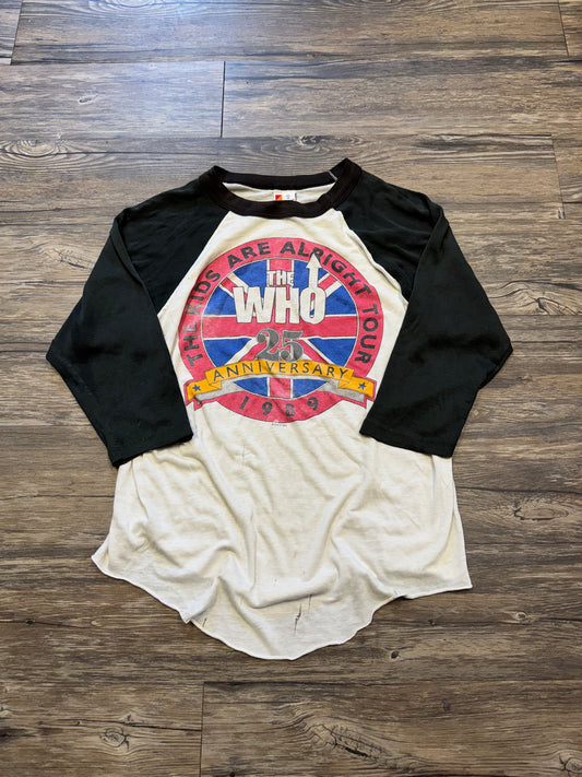 VINTAGE 1989 THE WHO 25TH ANNIVERSARY BASEBALL T-SHIRT