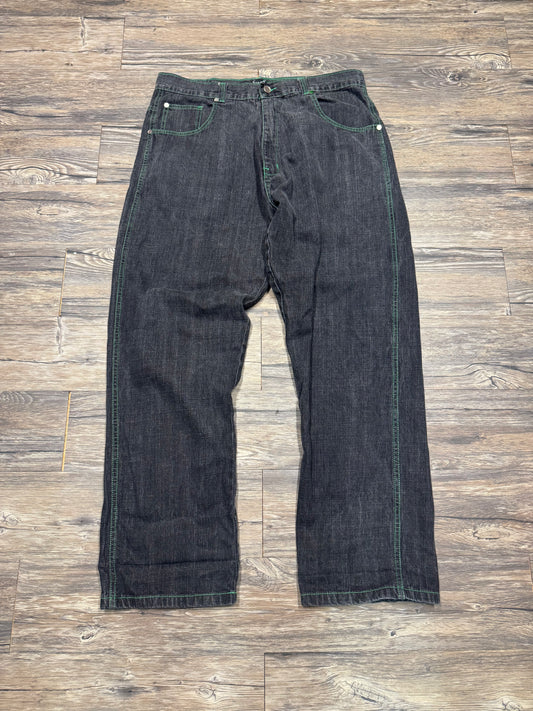 Y2K UBUG BLACK AND GREEN DENIM (40x34)
