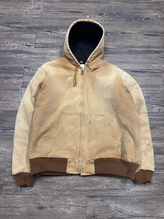 CARHARTT FADED & DISTRESSED HOODED JACKET (L)