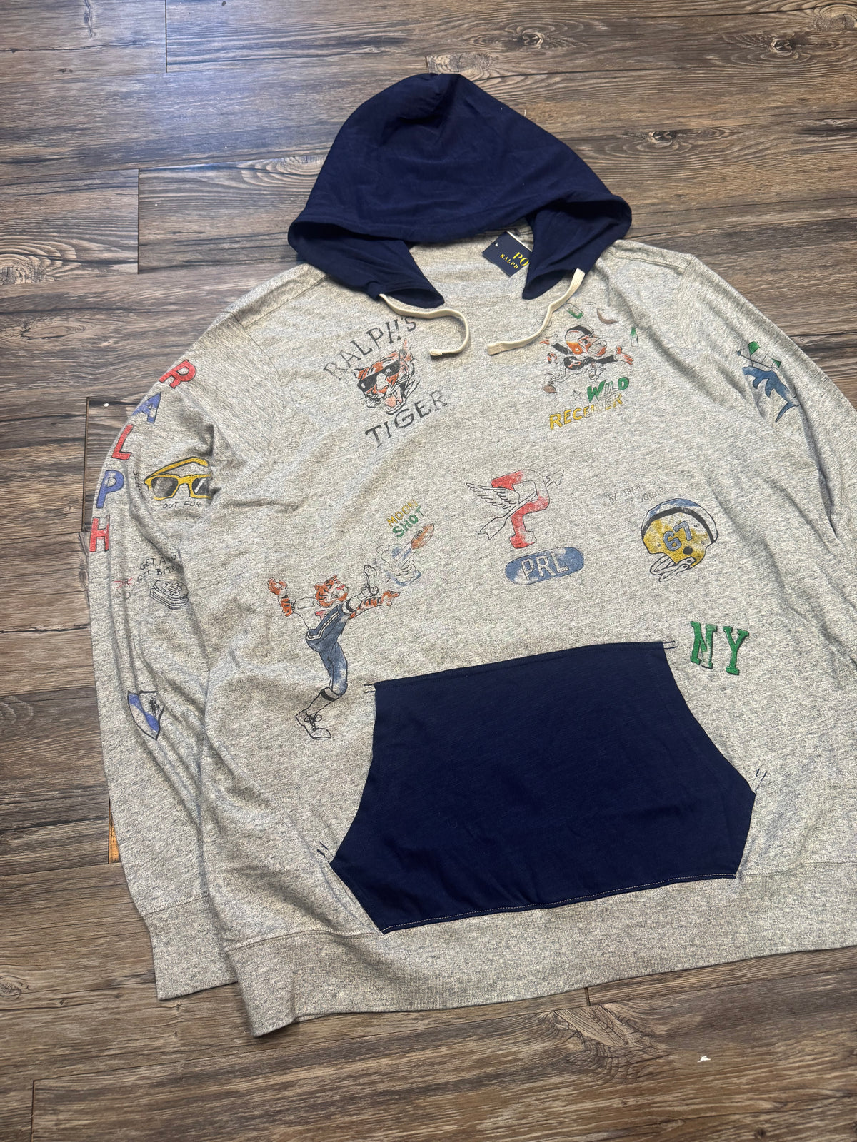 POLO RALPH LAUREN COLLEGIATE YALE TIGER AFTER HOOD SWEATSHIRT (XXL)