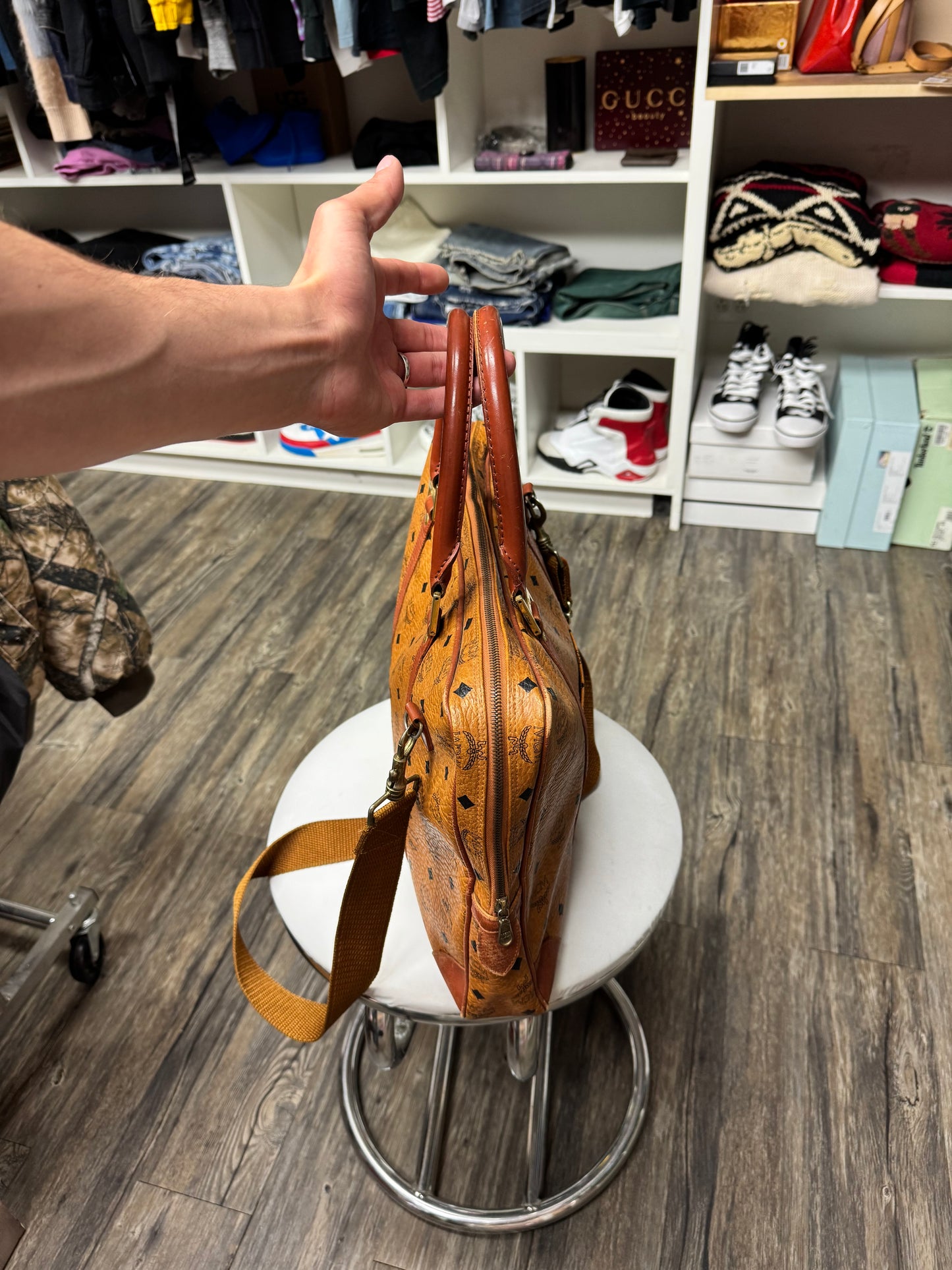 VINTAGE MCM MONOGRAM SHOULDER BAG (OS)