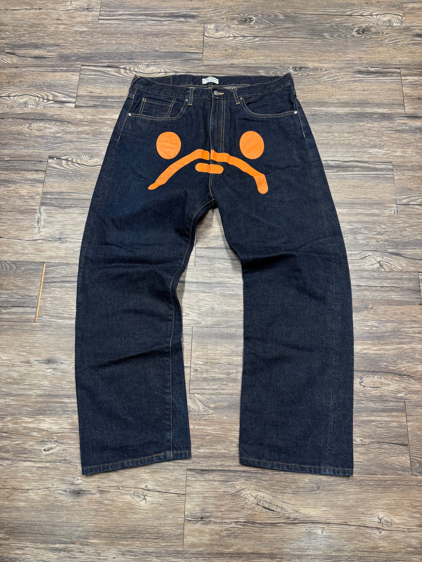 A BATHING APE 2000’s SAD FACE BAGGY JEANS (34)