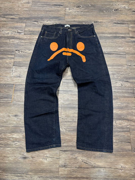 A BATHING APE 2000’s SAD FACE BAGGY JEANS (34)