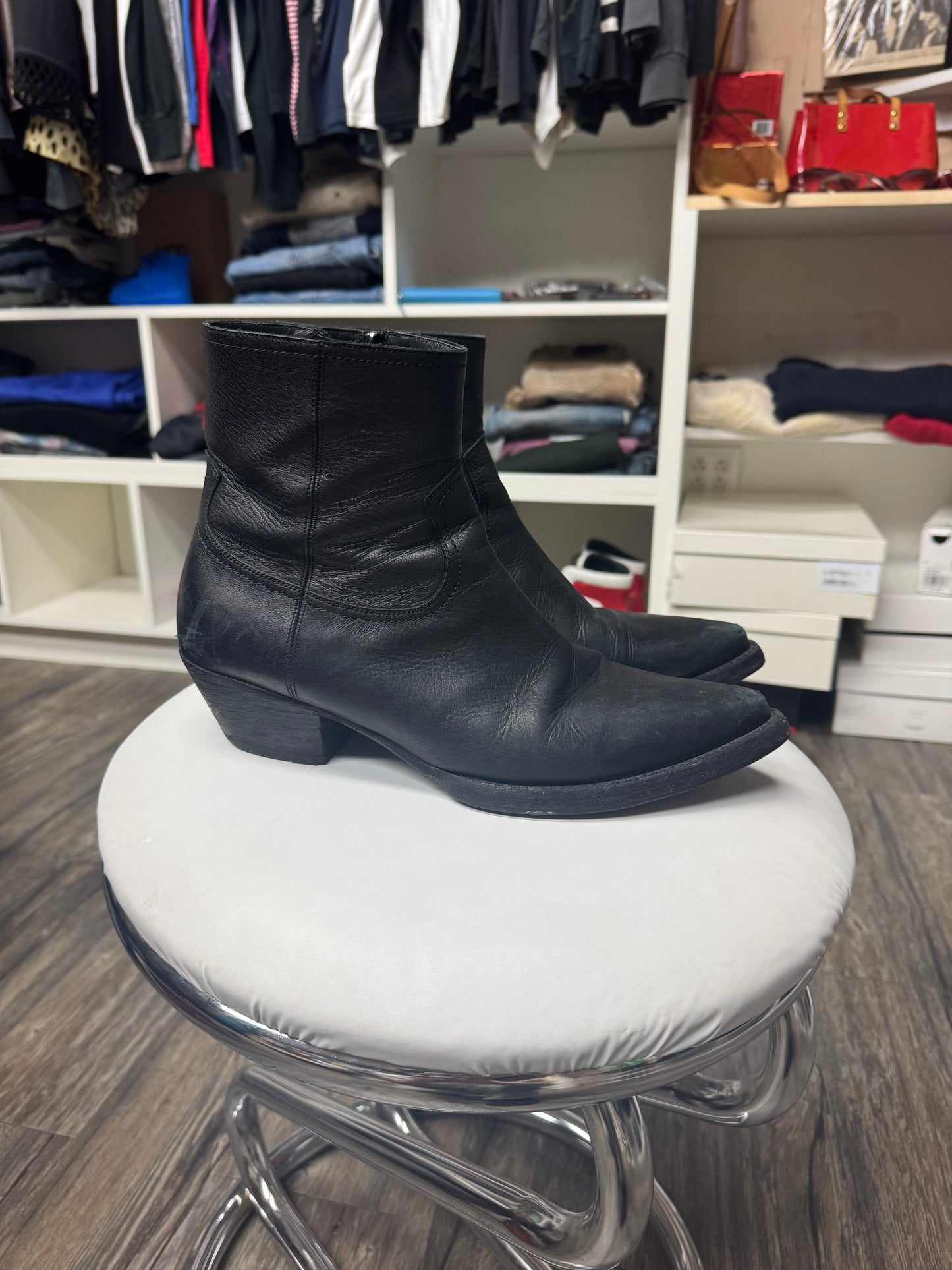 SAINT LAURENT ANKLE ZIP WYATT BOOTS (10)