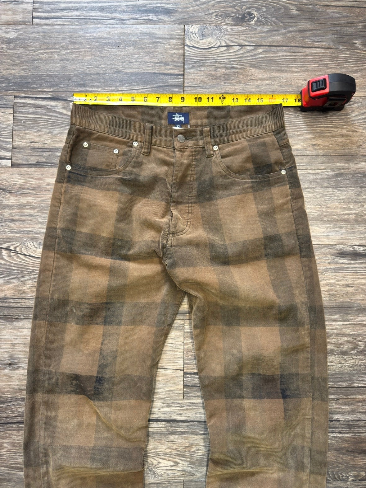 VINTAGE STUSSY PLAID CORDUROY PANTS (32)