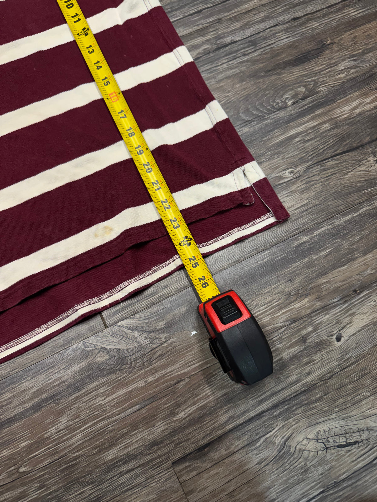 POLO RALPH LAUREN STRIPED MAROON NEW YORK POLO SHIRT (S)