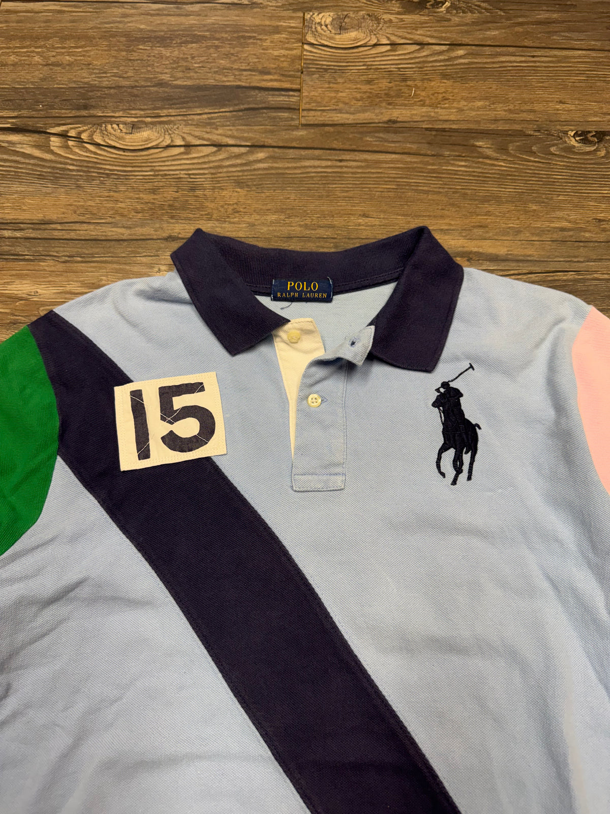 POLO RALPH LAUREN MULTI-COLOR ONE STRIPE BIG PONY POLO (M)