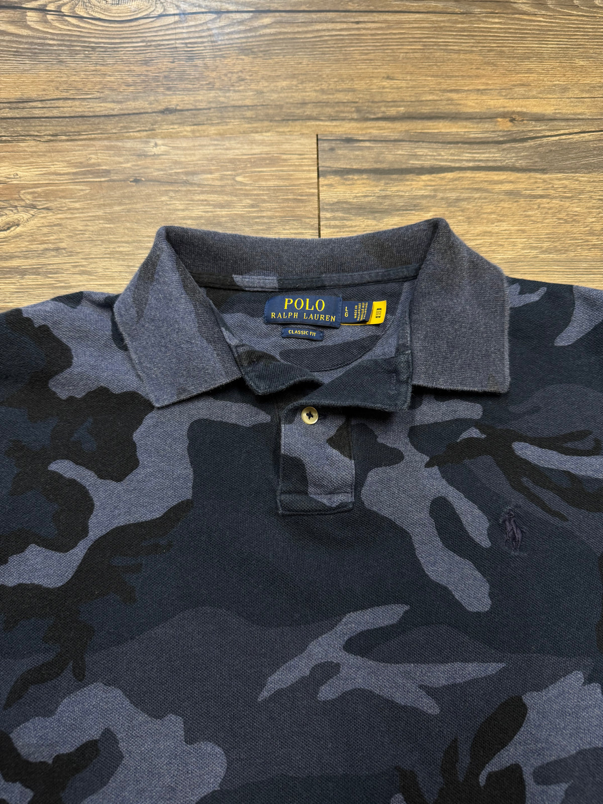 POLO RALPH LAUREN DARK BLUE CAMOFLAUGE POLO (L)