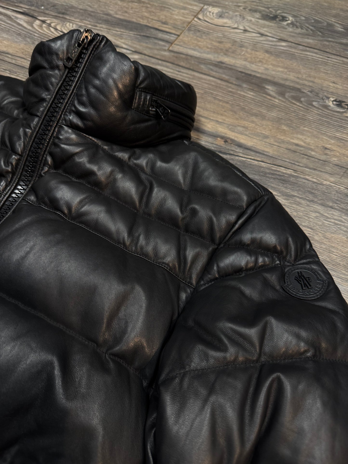 MONCLER LEATHER PUFER JACKET (MEDIUM)