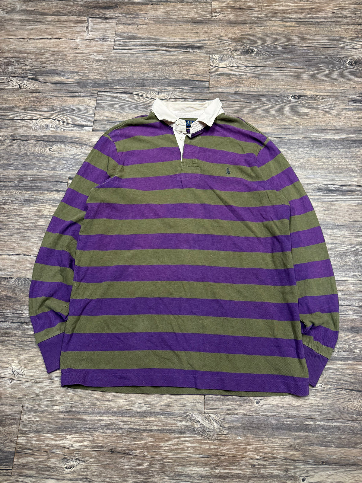POLO RALPH LAUREN STRIPED LONG SLEEVE RUGBY POLO (XL)