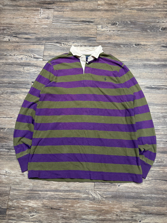 POLO RALPH LAUREN STRIPED LONG SLEEVE RUGBY POLO (XL)