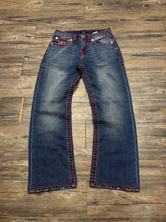 TRUE RELIGION BILLY RELAXED BOOTCUT DARKWASH JEANS (30)
