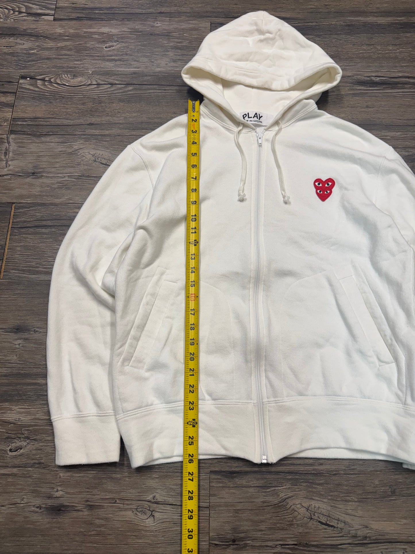 CDG DOUBLE HEART KANGAROO POCKET ZIP UP (L)