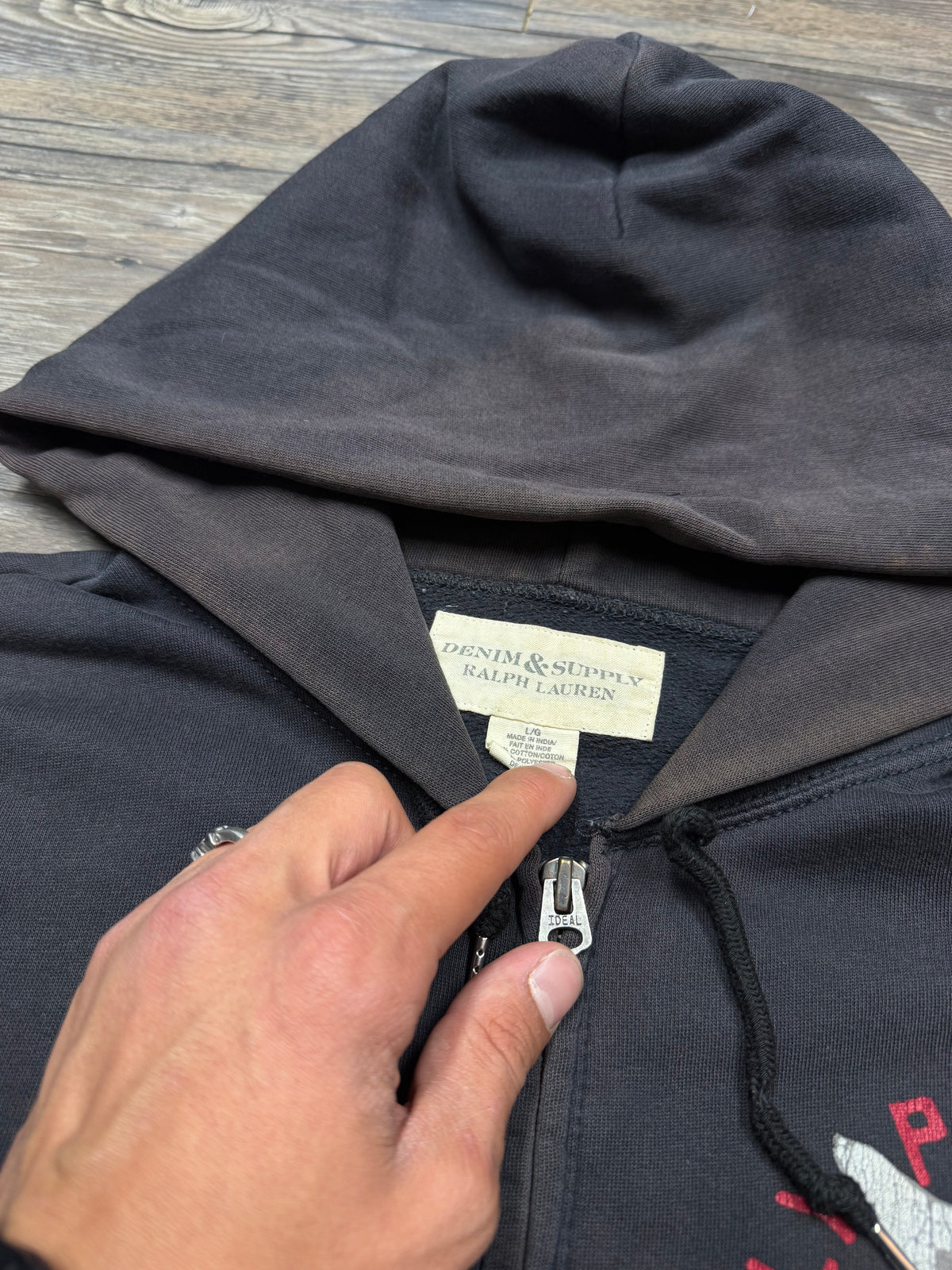 POLO RALPH LAUREN DENIM & SUPPLY ‘SAVE THE WHALES’ ZIP-UP HOODIE (L)