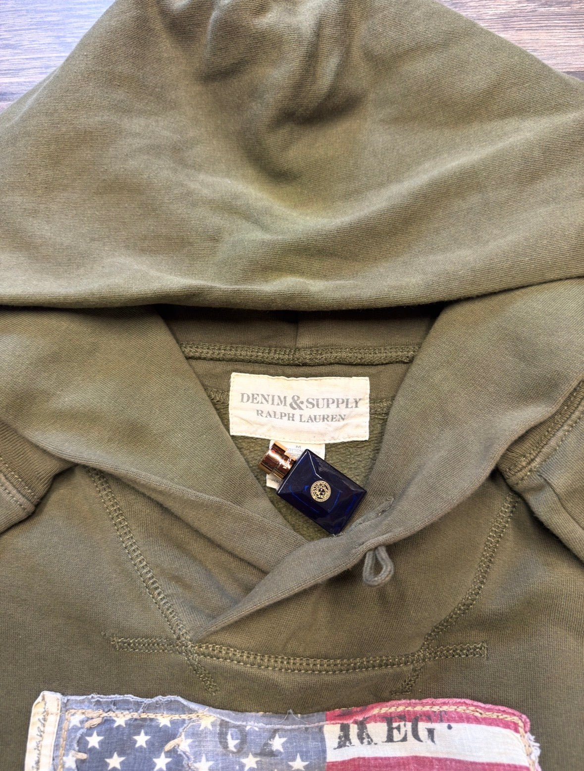 POLO RALPH LAUREN DENIM & SUPPLY OLIVE GREEN SCUBA HOODIE (M)