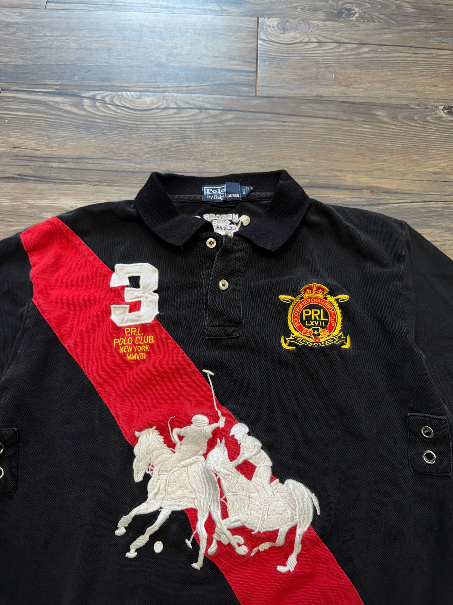 POLO RALPH LAUREN MERCER CLUB STAMPED STRIPER CREST T-SHIRT (M)