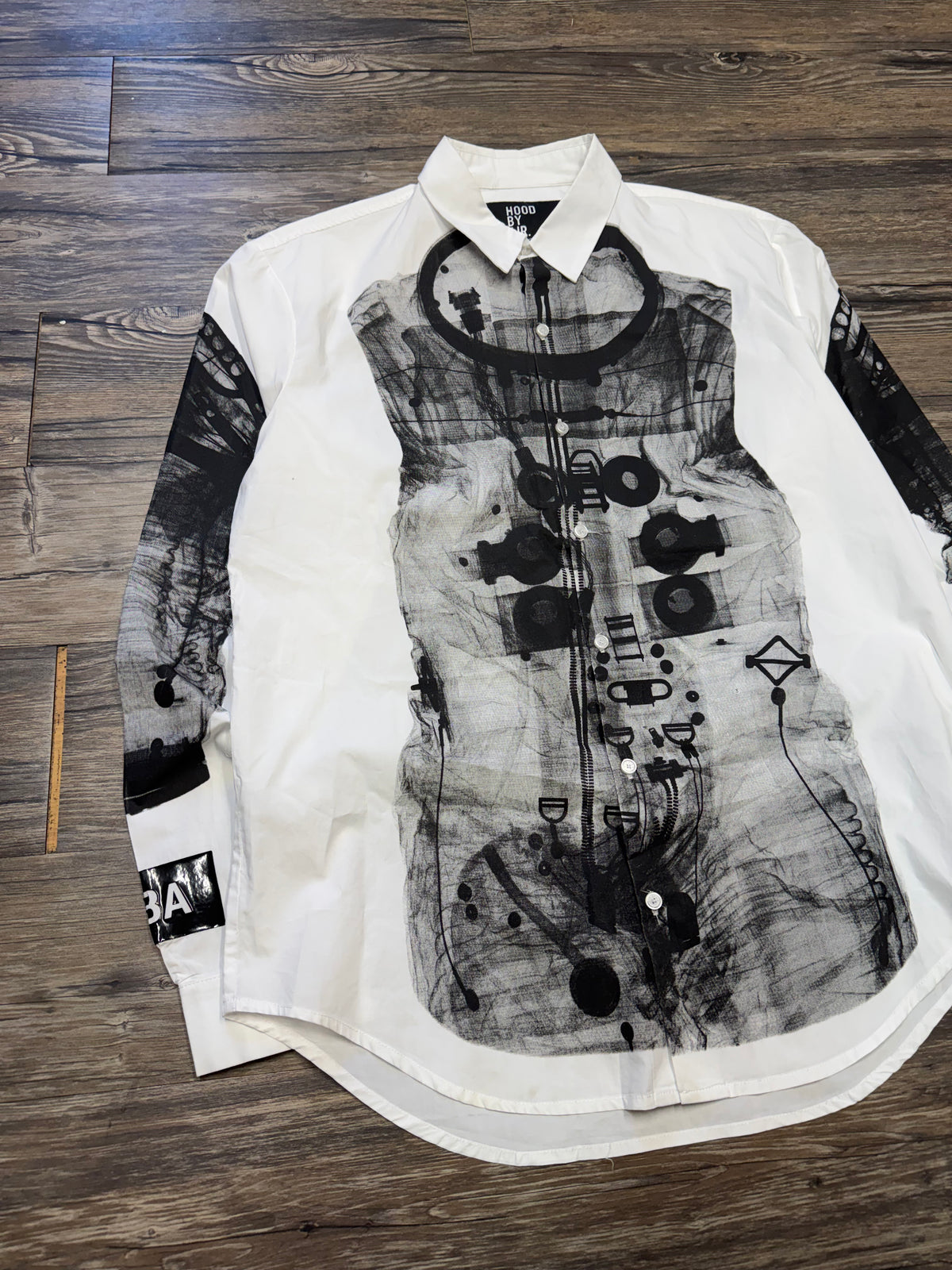 HOOD BY AIR X-RAY BUTTON UP DRESS SHIRT (L)