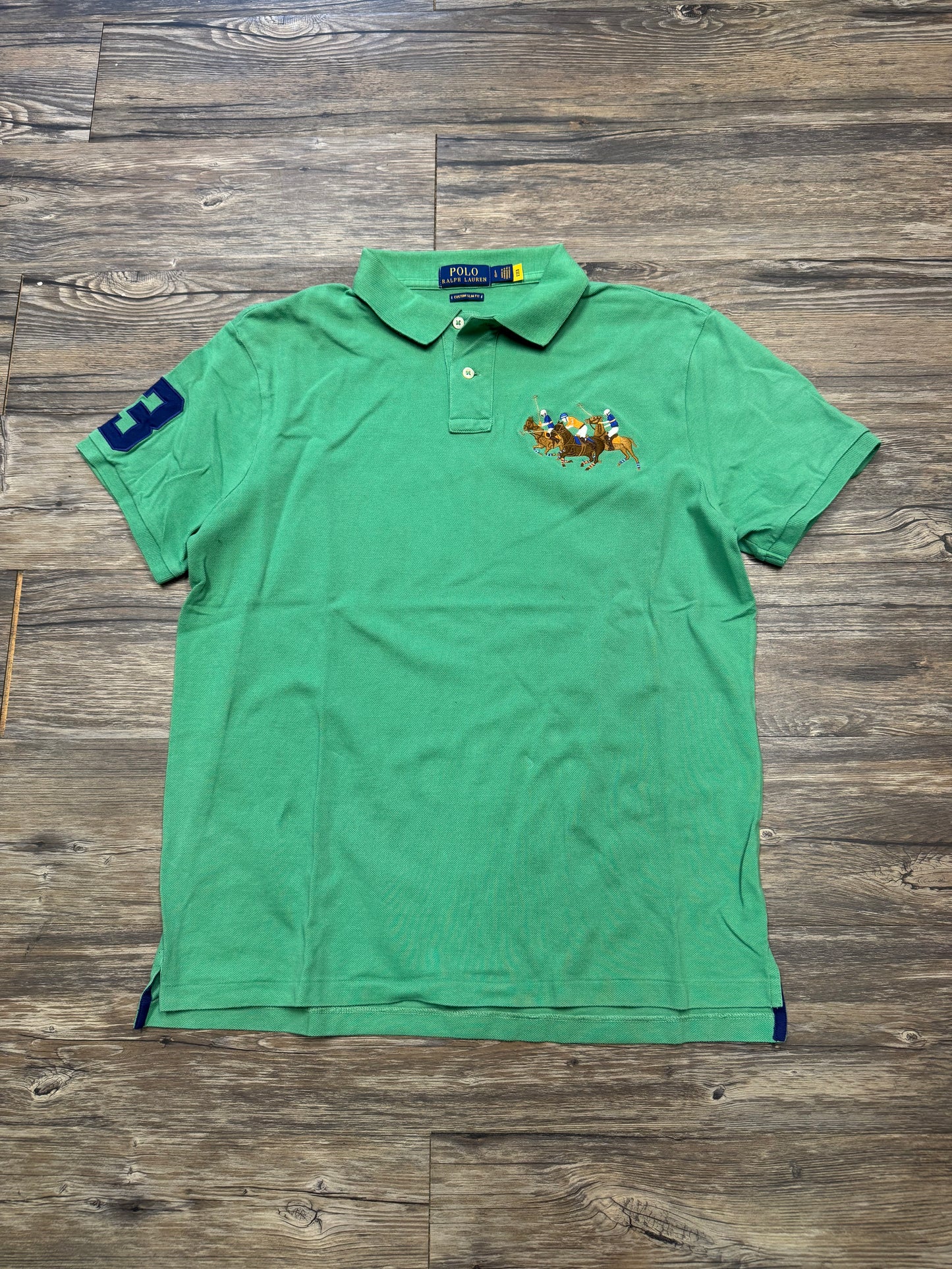 POLO RALPH LAUREN SLIMFIT STAMPEDE TRIPLE PONY SHIRT (L)