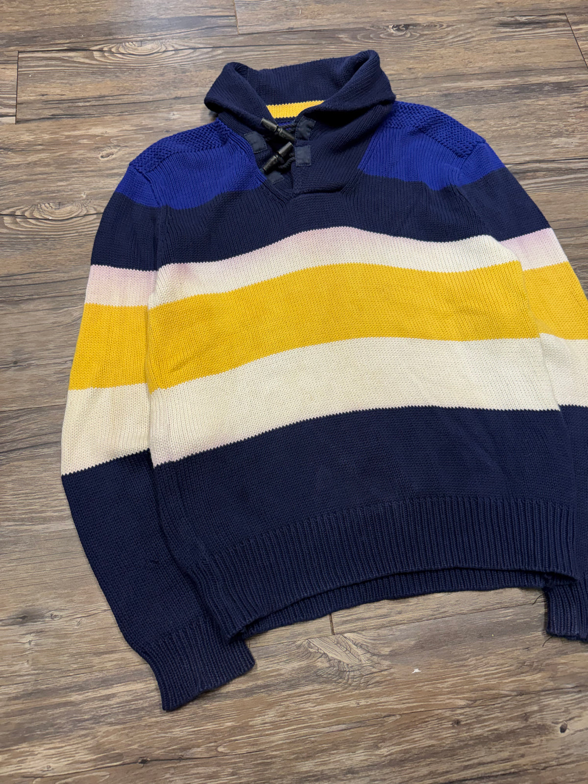 POLO RALPH LAUREN STRIPPED COTTON KNIT TOGGLE KNECK SWEATER (L)