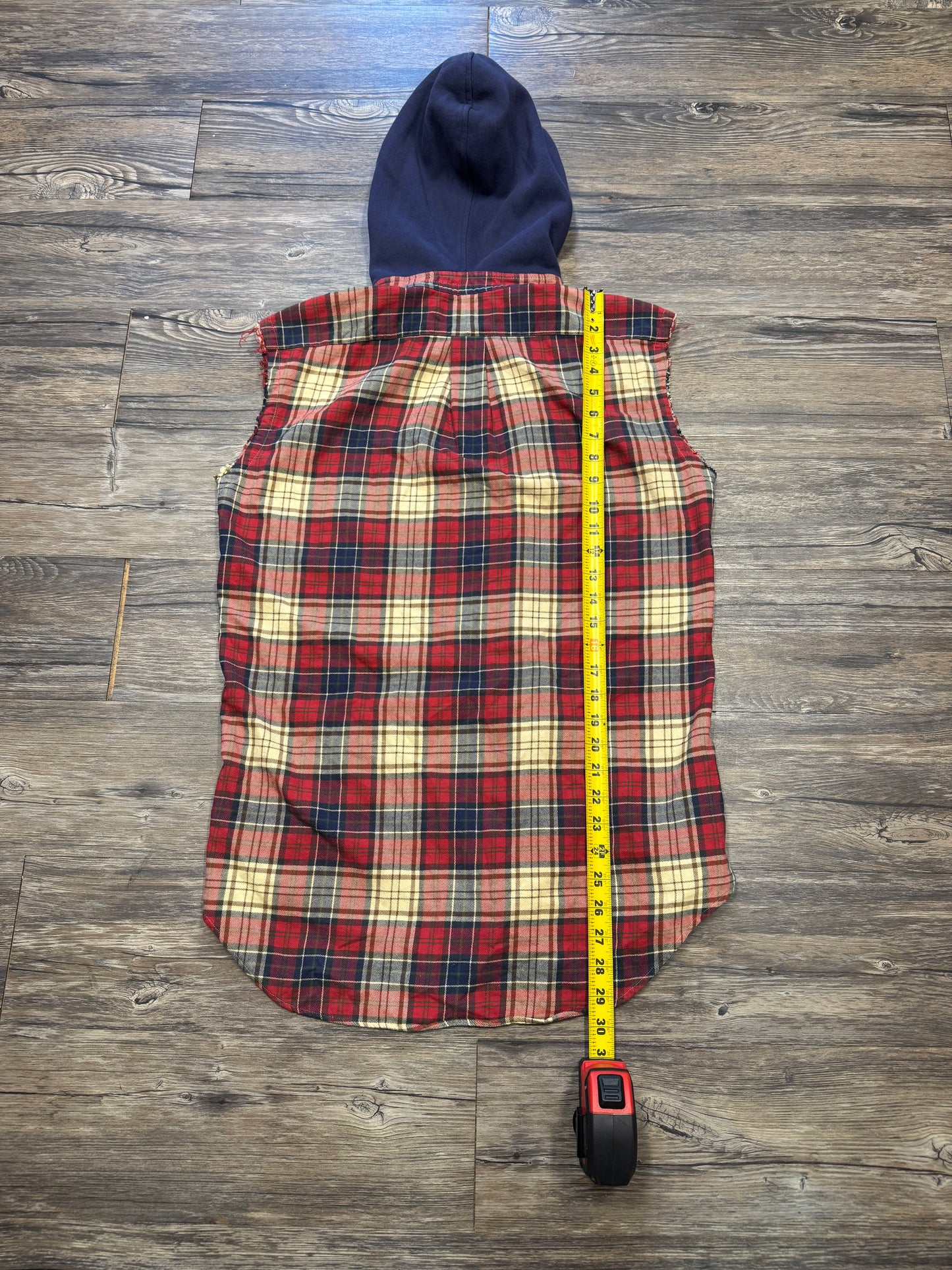 POLO RALPH LAUREN PLAID HOODED FLANNEL VEST (S)