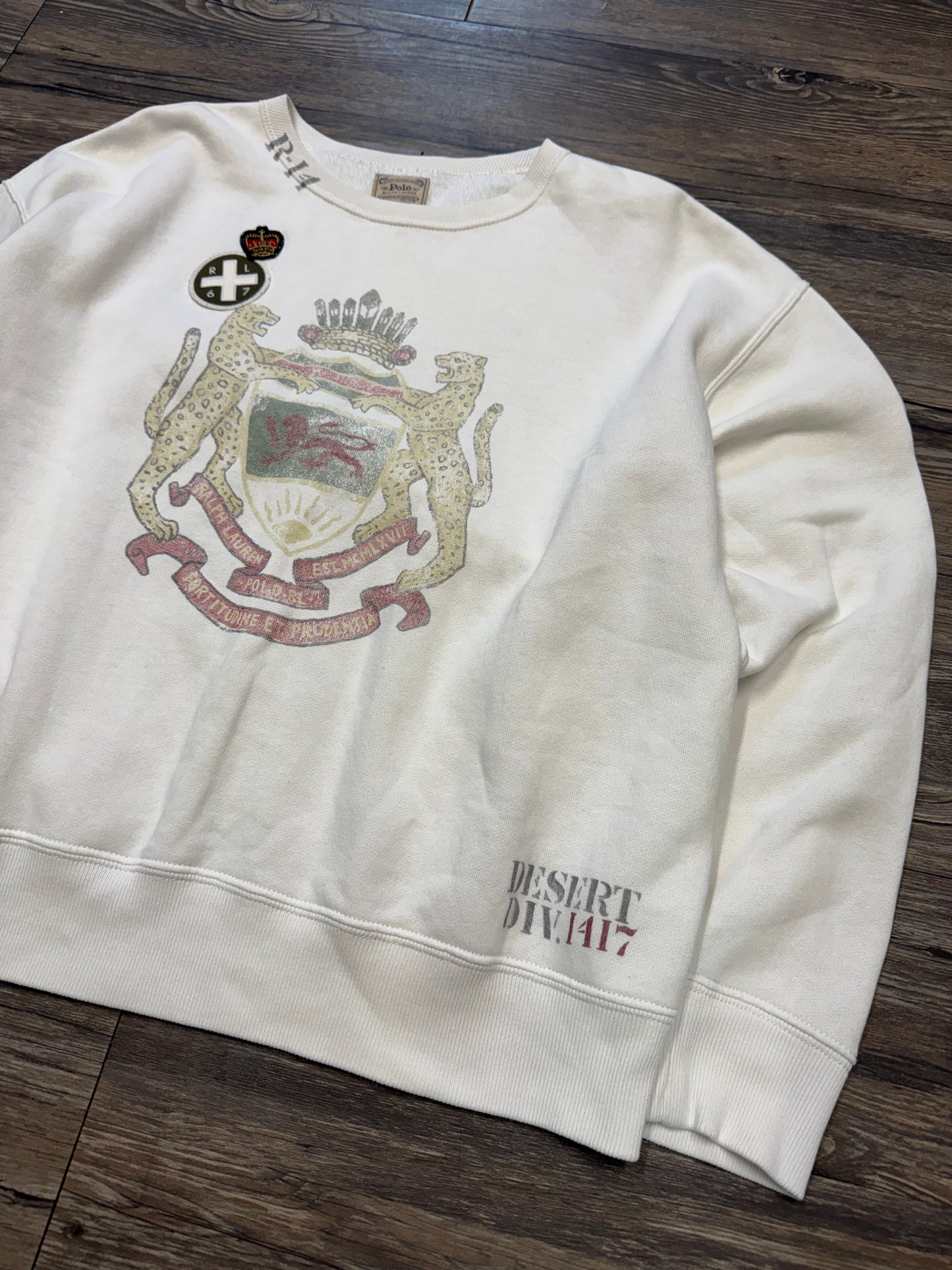 POLO RALPH LAUREN EURO EXCLUSIVE HAND STENCILED CREST CREWNECK (L)