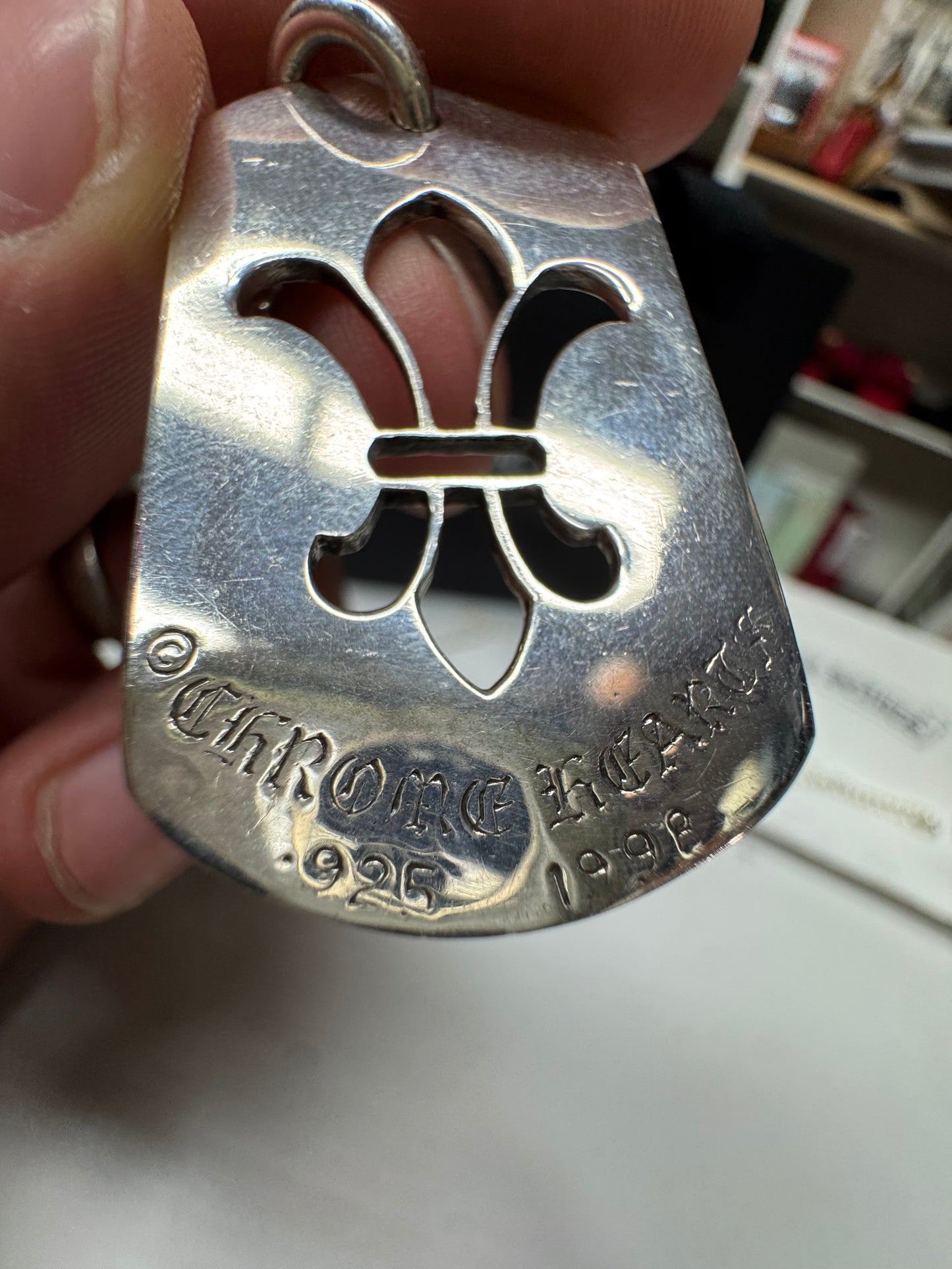 CHROME HEARTS .925 LE FLEUR DOG TAG + BALL CHAIN (OS)