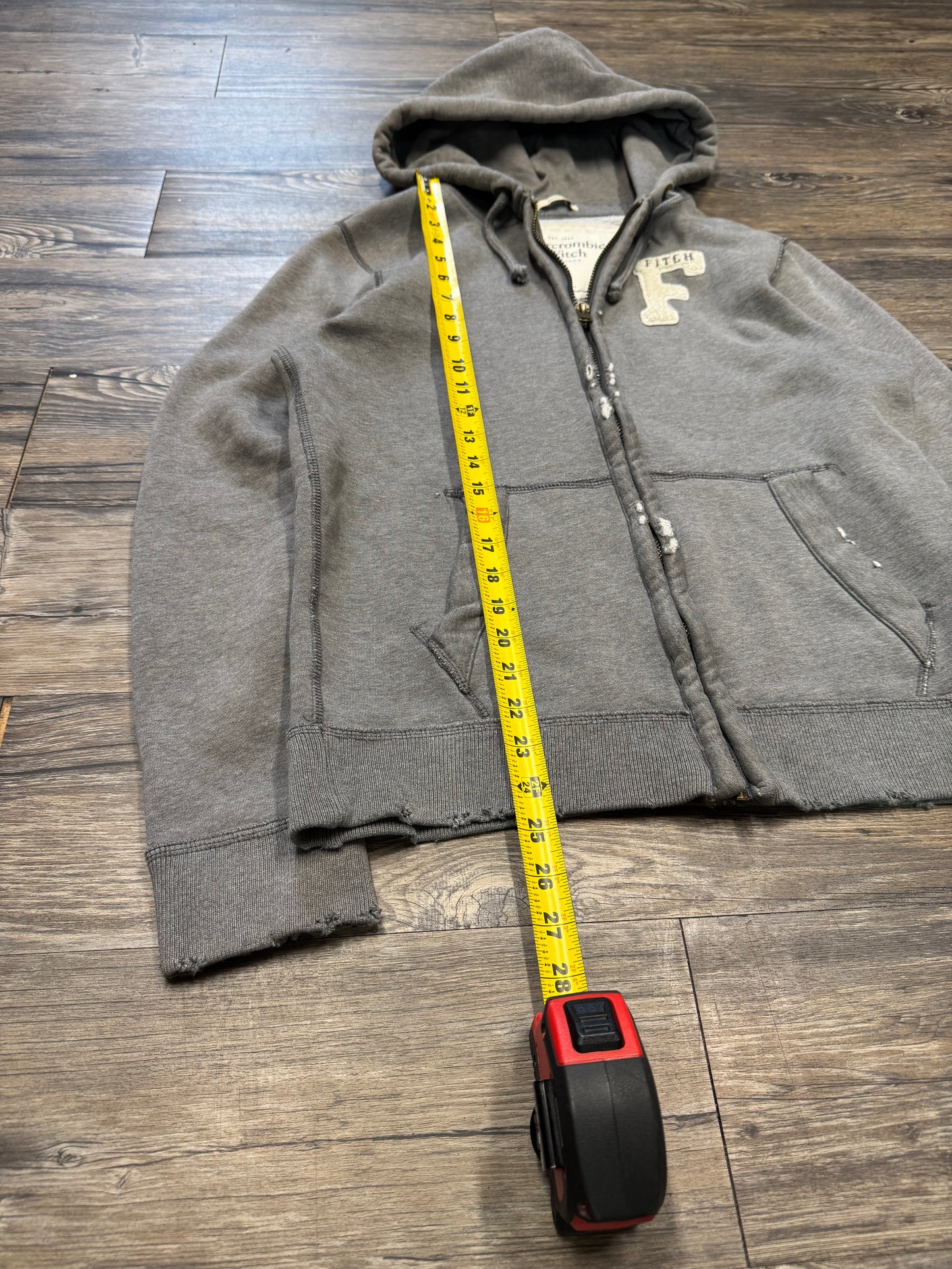ABERCROMBIE & FITCH ‘BIG F’ EMBROIDERED ZIP UP HOODIE (S)