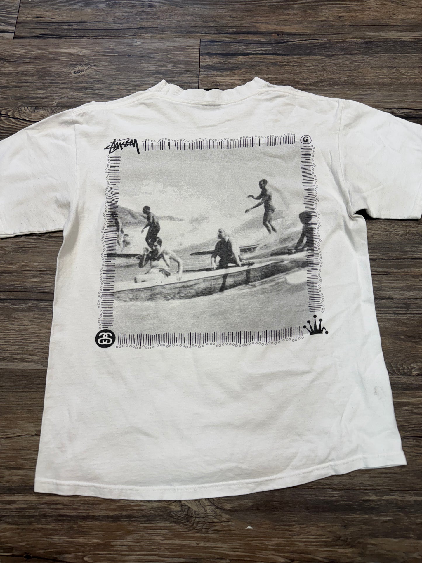 STUSSY VINTAGE WHITE SURF T-SHIRT (M)