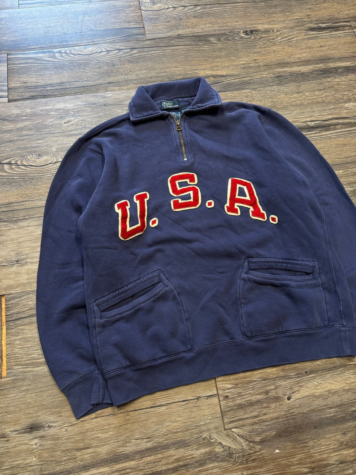 POLO RALPH LAUREN TEAM U.S.A QUARTER ZIP SWEATER (S)