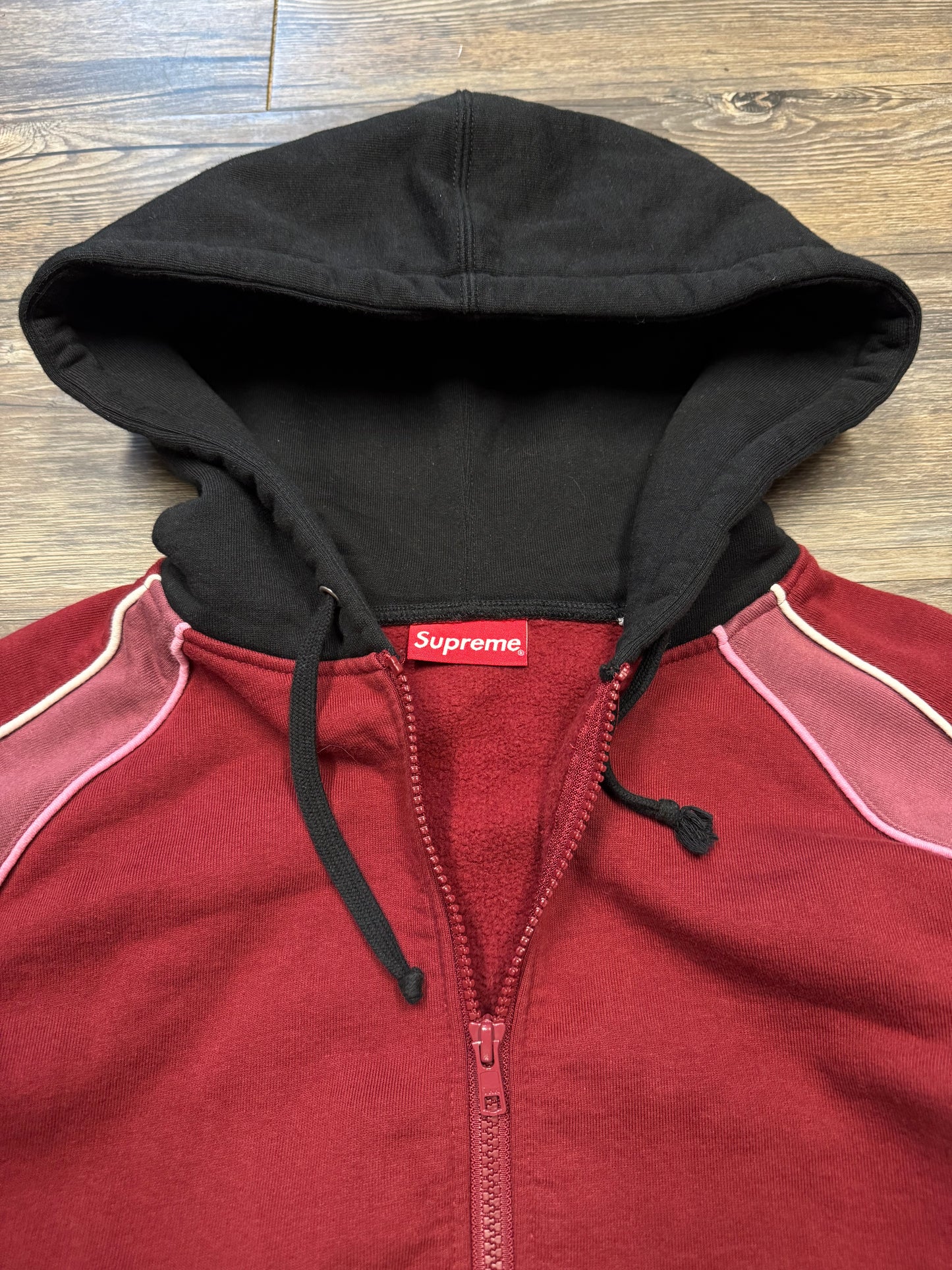SUPREME TRACK PANELED ZIP UP HOODED SWEATSHIRT (M)