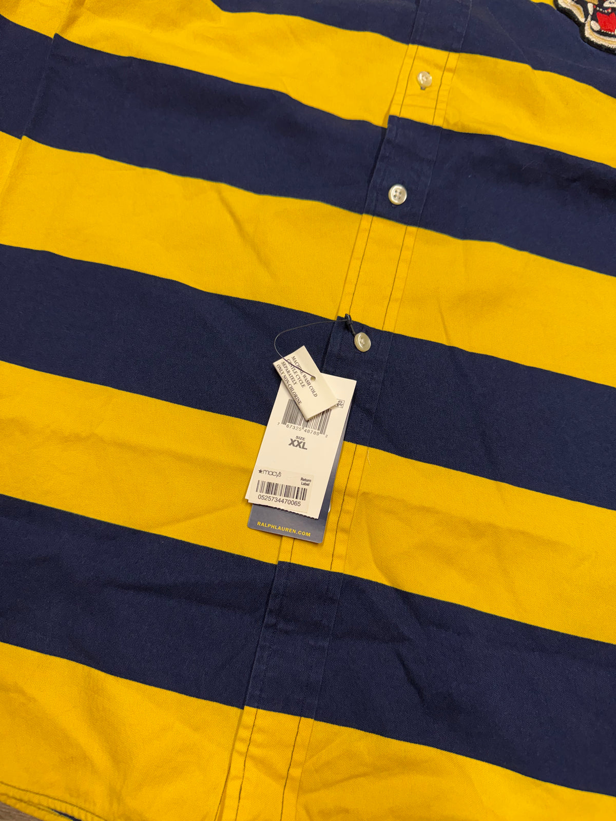 POLO RALPH LAUREN STRIPED TIGER MOTIF BUTTON UP SHIRT (XXL)