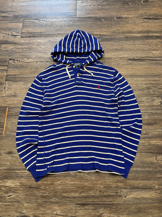 POLO RALPH LAUREN STRIPED HENLEY HOODIE (S)