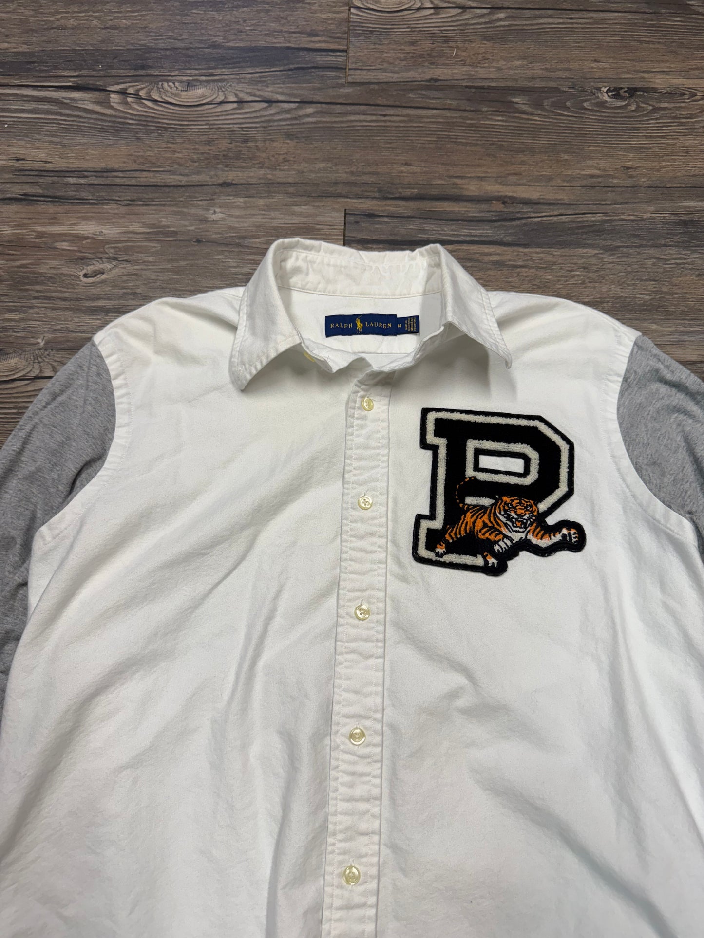 POLO RALPH LAUREN TIGER VARISTY BUTTON DOWN OXFORD SHIRT (M)