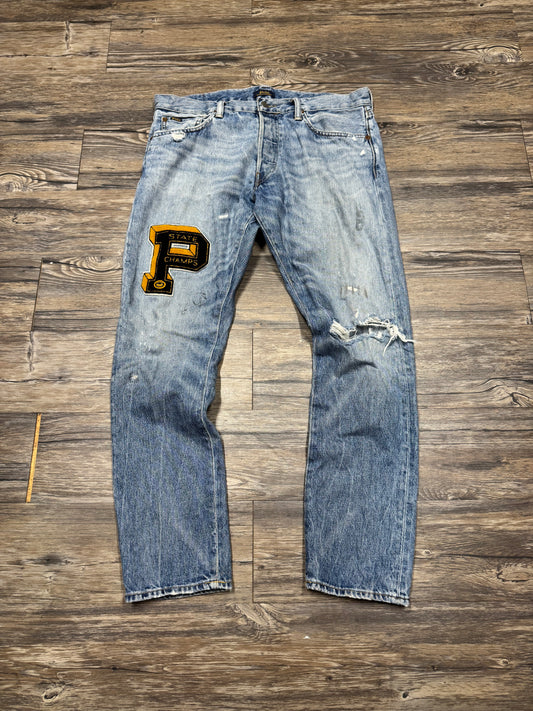 POLO RALPH LAUREN PATCHWORK LIGHTWASH JEANS (33)