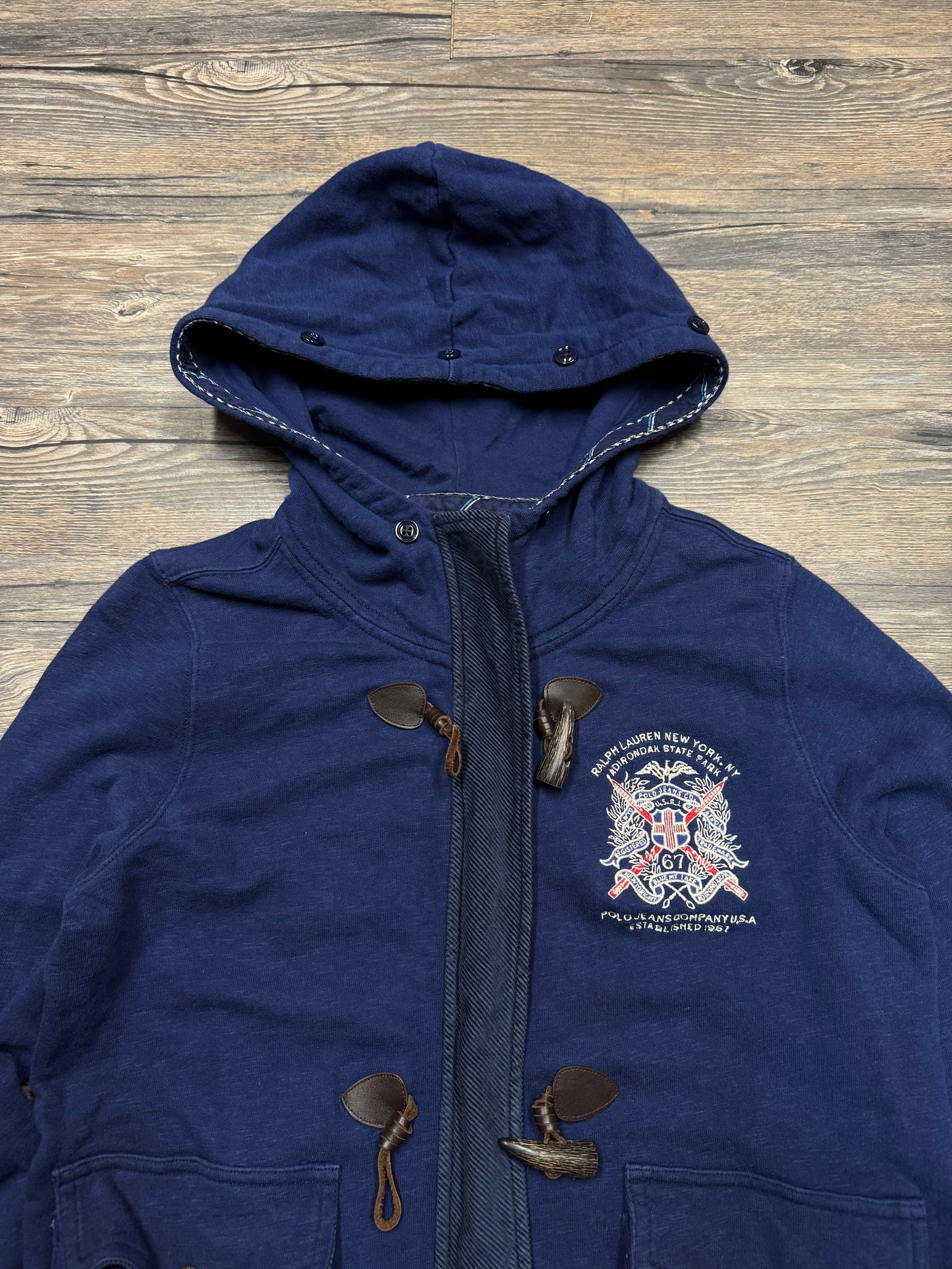 POLO JEANS COMPANY TOGGLE UTILITY ZIP UP HOODIE (L)