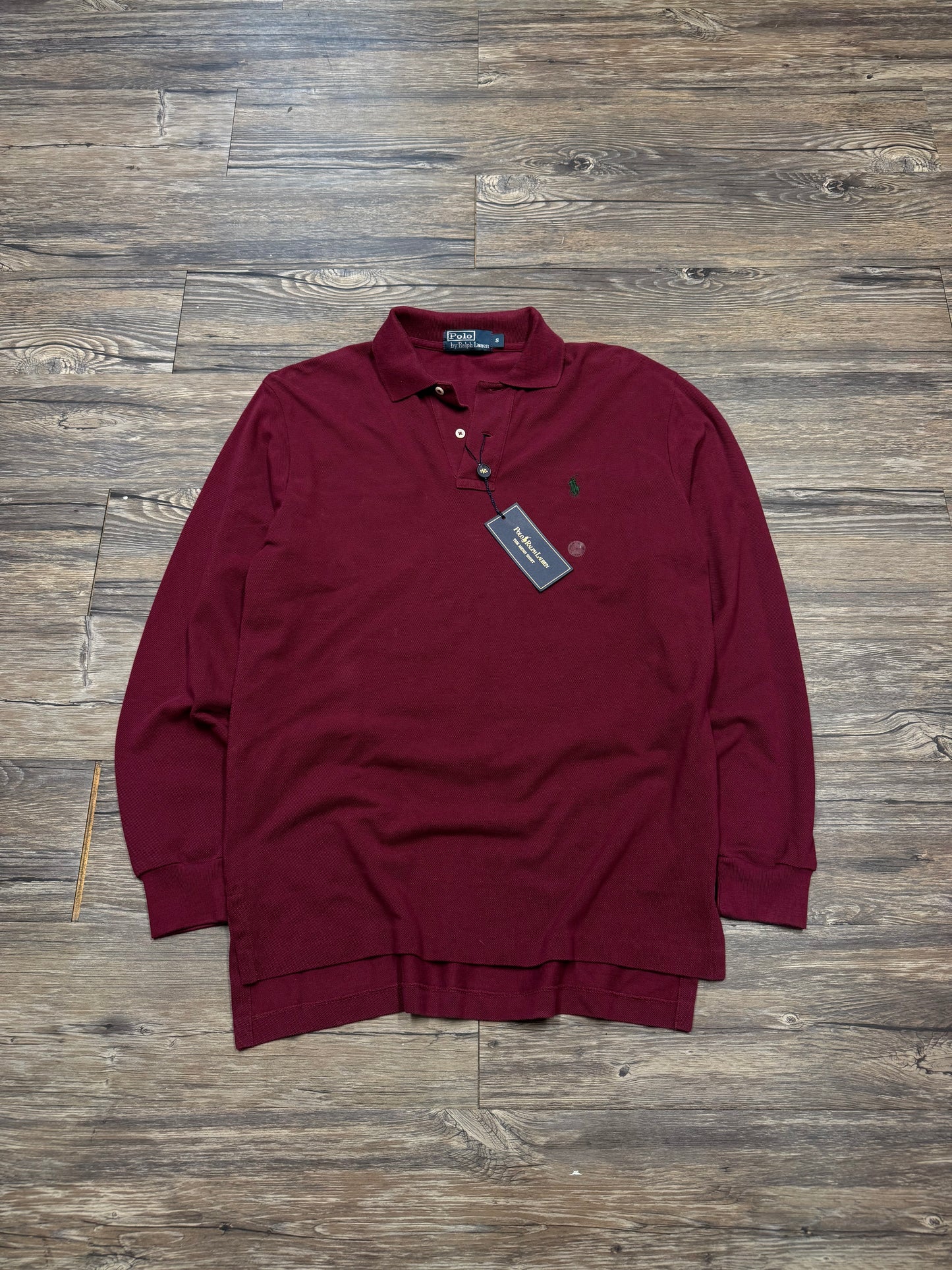 POLO RALPH LAUREN LONG-SLEEVE MAROON POLO (S)