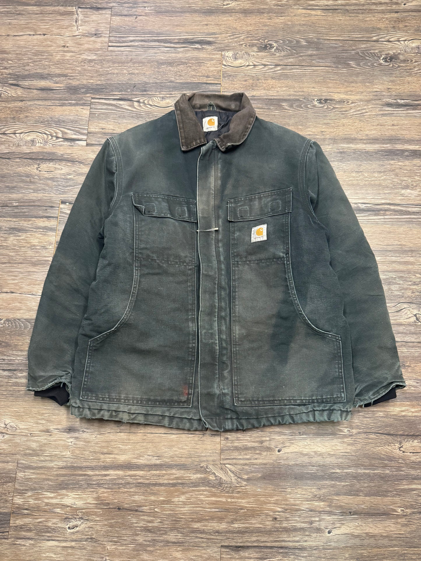 CARHARTT DISTRESSED TEXTURED WORKWEAR JACKET (LARGE)