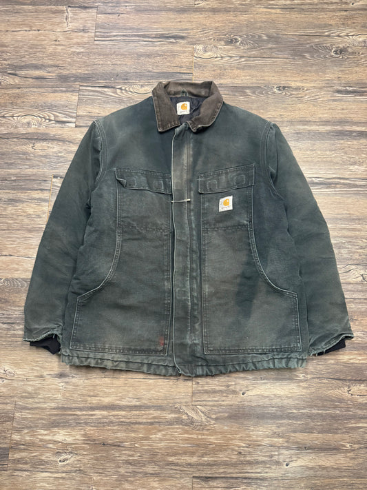 CARHARTT DISTRESSED TEXTURED WORKWEAR JACKET (LARGE)